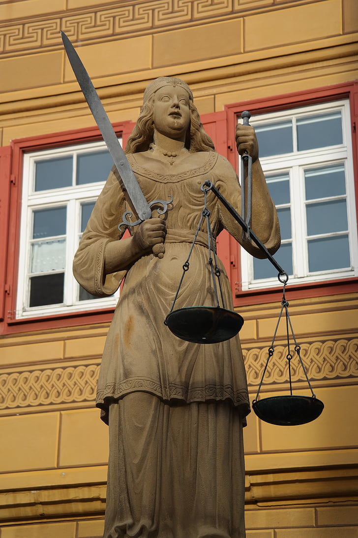 justizia, Figuur, vrouw, horizontale, zwaard, Justitie, Waiblingen