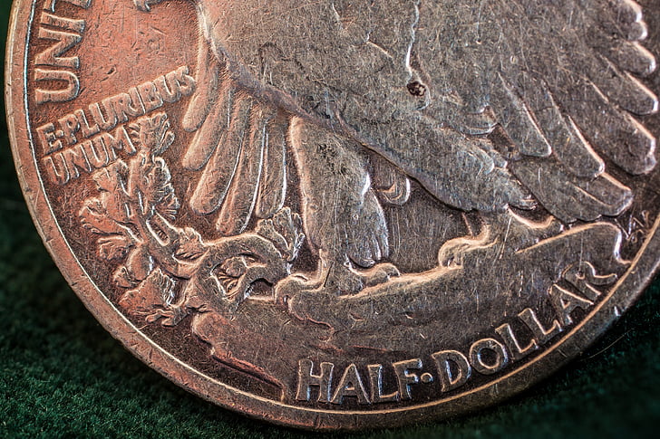moneda de plata, Dòlar de plata, EUA, mig dòlar, dòlar, Històricament, metall