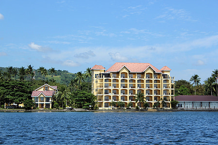 โรงแรม, ที่พัก, สถานที่พักตากอากาศ, ชายหาด, ทะเล, อาคาร, ต้นไม้