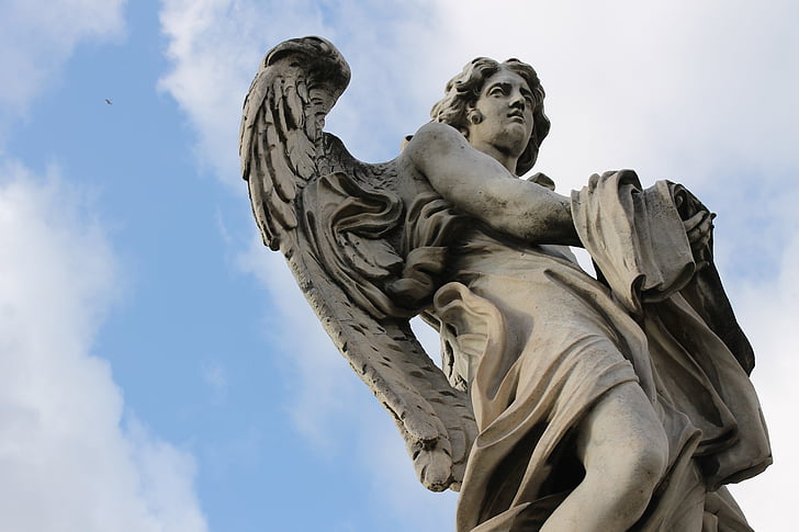 천사, 로마, 조각, 산 탄 젤로 다리, 동상, 기념물, 유명한 장소