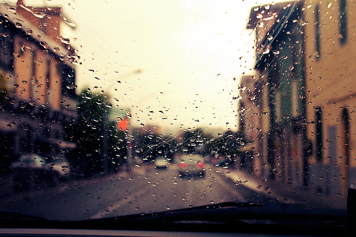 rain, machine, road, auto, water, drops