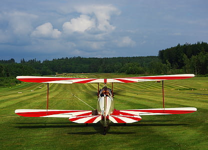 Sportflugzeug, Flugzeug, Start-und Landebahn, Wiese, Segelflieger, Luftfahrt, Propeller