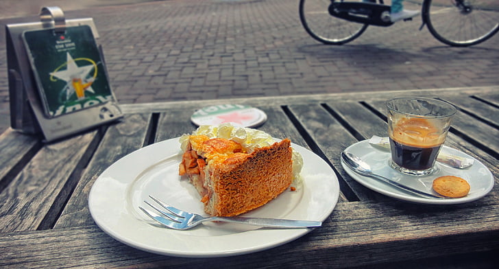 cake, coffee, eat, food, pastry, amsterdam, snack