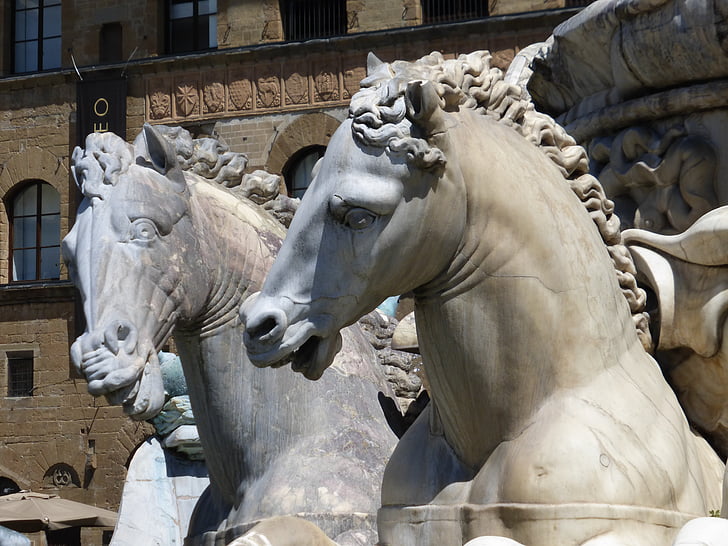 florence, italy, sculpture, horses