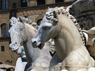 Флоренция, Италия, скульптура, лошади