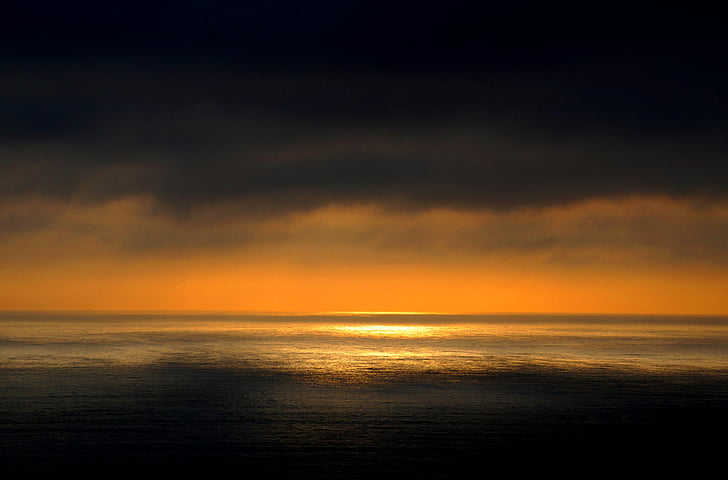 photo, sunset, beach, sea, ocean, water, dark