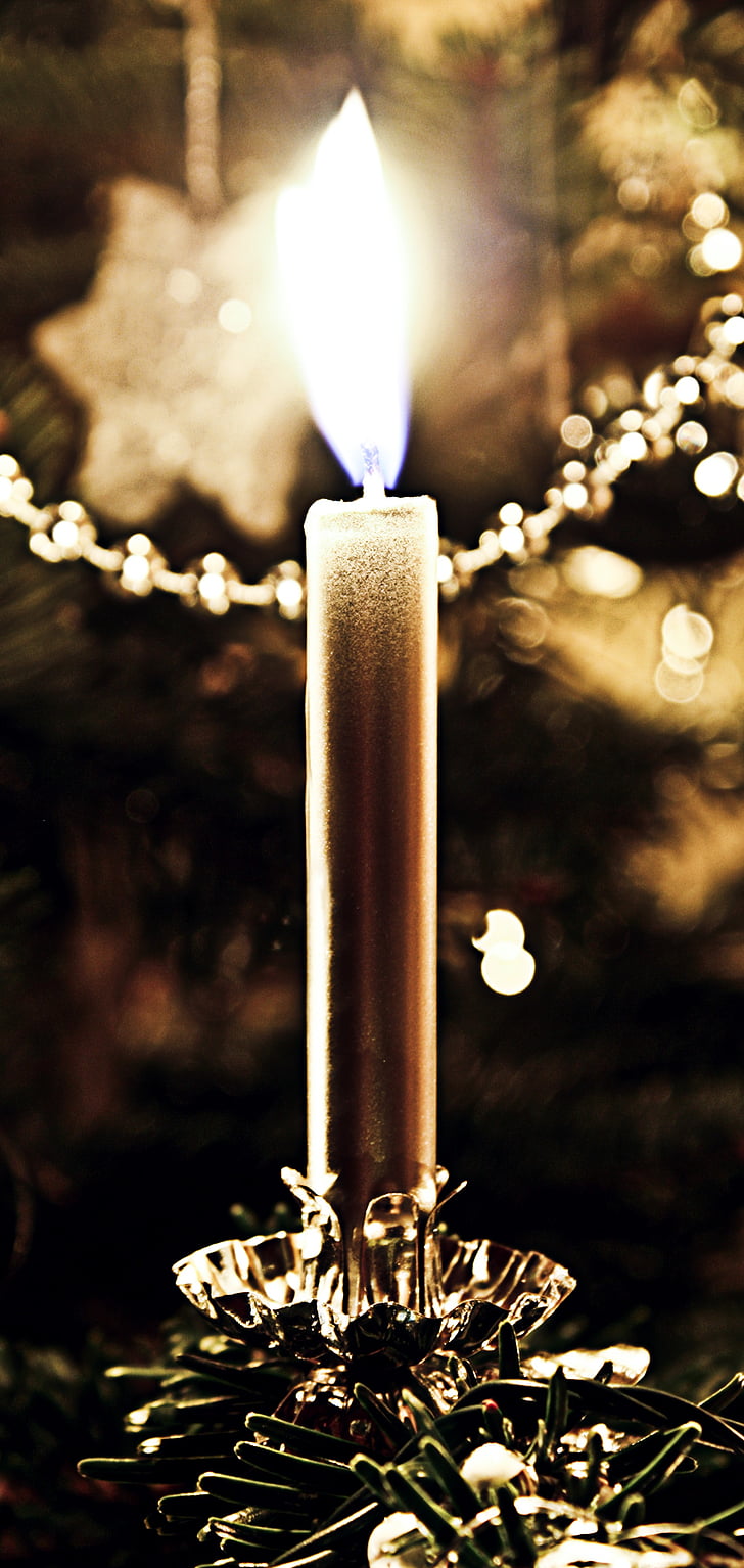 свещ, Коледа, Адвент, декорация, пламък, празник, изгаряне
