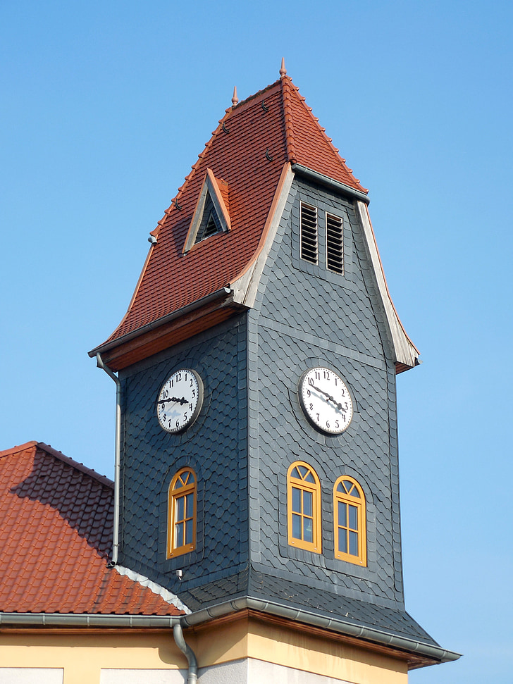 rådhuset, tårnet, klokke, Town hall tower, bygge, tid