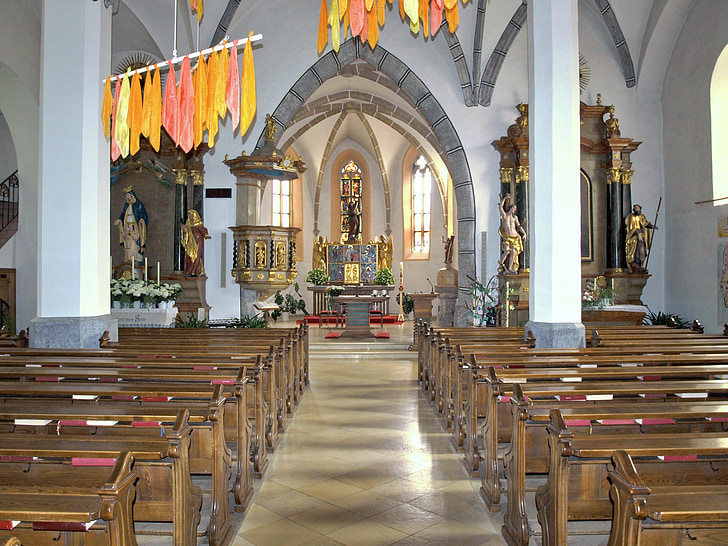 euratsfeld, hl johannes, church, interior, aisle, altar, building