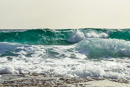 onda, quebrando, mar, Costa, natureza, praia, respingo