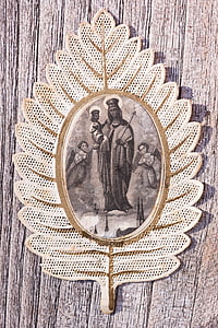 imatge devocional, Santino, vora superior, or, Maria, Jesús, nen