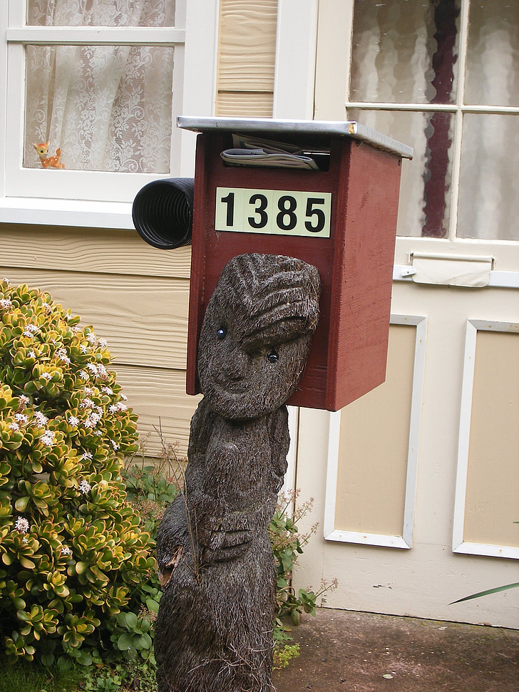 Letterbox, døren, postkasse, indgang, gamle, bolig, træ