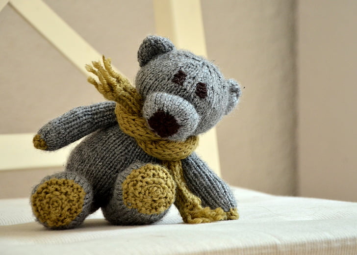 knitted, wool, bear, friendly, cute, children toys, knit