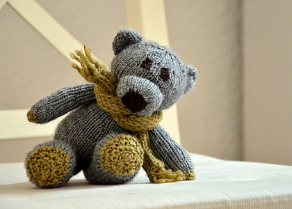 tricotés, laine, ours, amicale, mignon, jouets pour enfants, Tricoter