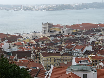 Lisszabon, óváros, Portugália, építészet, az Outlook, nézet, történelmileg