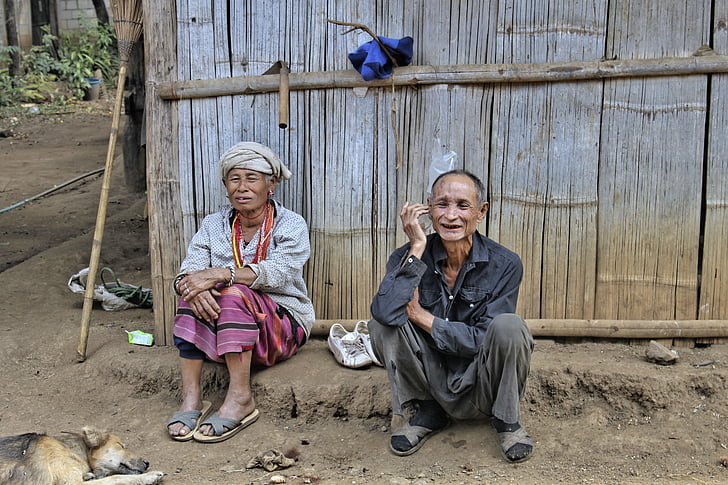 casal, Tailândia do Norte, gente de montanha, tribos das montanhas, local, humana, família