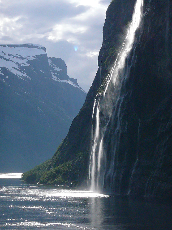 Norveška, fjord, priroda, krajolik, Skandinavija, geirangerfjord, Vodopad