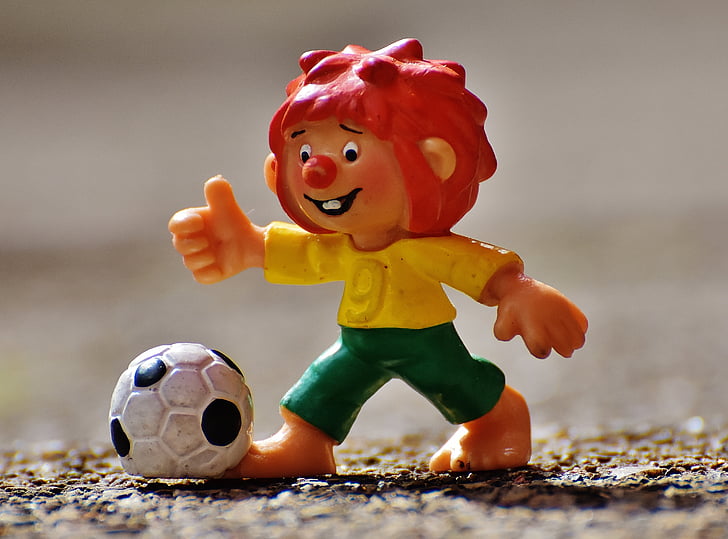 pumuckl, figura, futbol, divertit, colors, nens, joguines