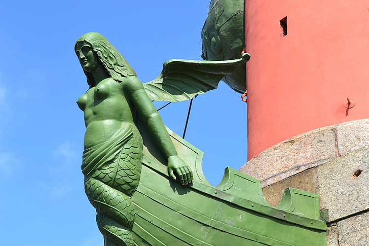 Meerjungfrau, St petersburg, Russland, Podium, Rostral Spalte