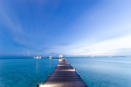 the sea, maldives, views, trestle, sea, nature, blue