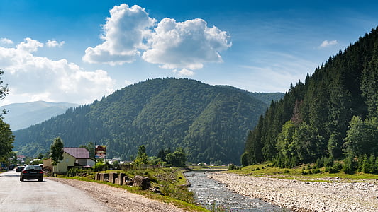 Ukraina, Karpatu kalnos, transcarpathia, ceļu satiksmes, ainava, kalni, daba