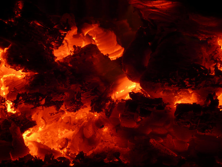 oheň, žhavé uhlíky, teplo, plamen, horká, grilování, vypálit