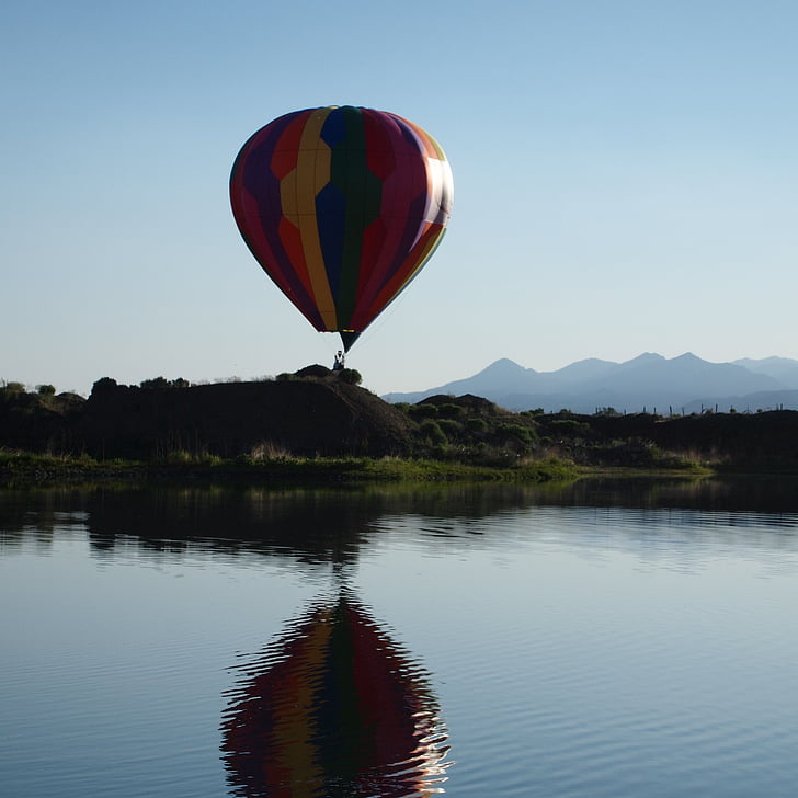 ballonnen, Festival, Panguitch, Utah, lancering, hete lucht ballonnen, reflectie