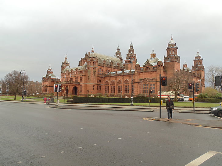 Kelvingrove, Glasgow, het platform, gebouw, Museum, Schotse, Schotland