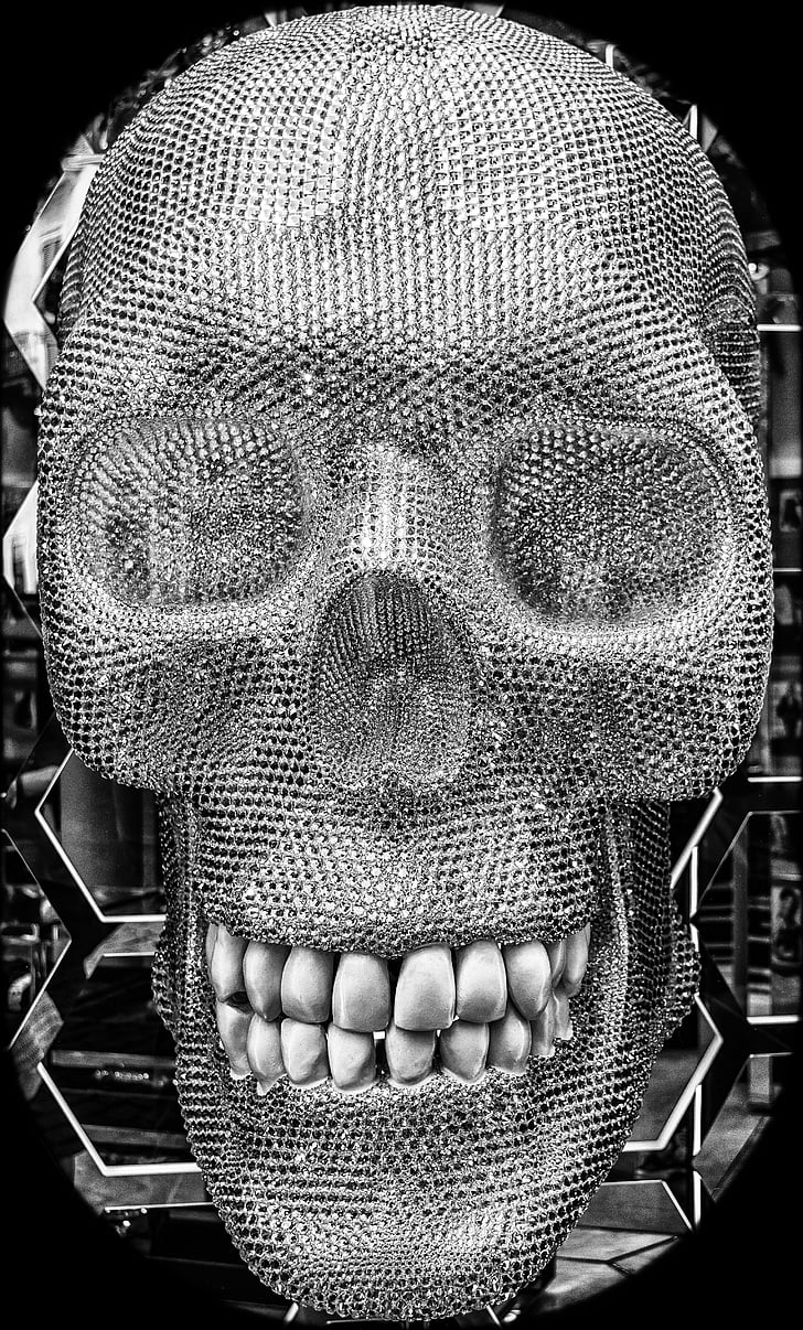 kranium, Skull og krydsede, tand, symbol, risiko, død, Advarsel
