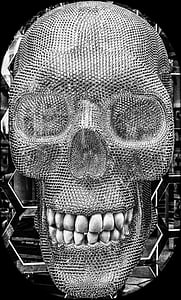 cráneo, cráneo y crossbones, diente, símbolo, riesgo, muerte, ADVERTENCIA