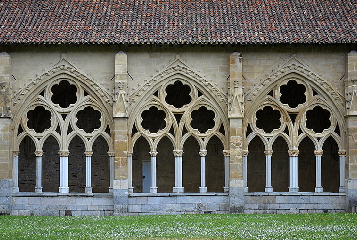 archi, ornamento, architettura, costruzione, Cattedrale di Sainte-marie bayonne, Francia, vecchio