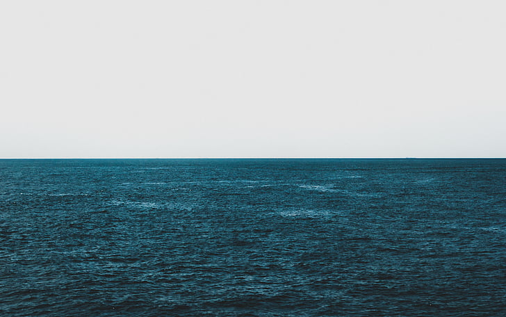 ocean, water, blue, surface, ripples, horizon, sky