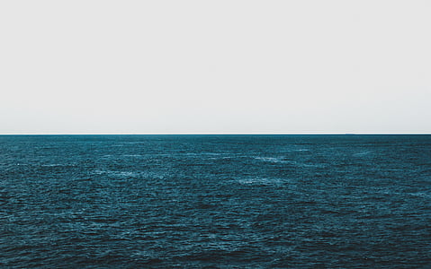 Ocean, wody, niebieski, powierzchni, wsady, horyzont, niebo