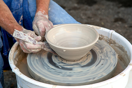 clay, potter, wheel, artist, hand, handmade, work