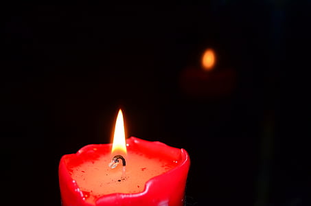 žvakė, dega, raudona žvakė, šešėlis, Juoda, atspindys, closeup