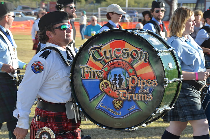 pipe and drums, celtic festival, highland games, tucson fire pipe and drum