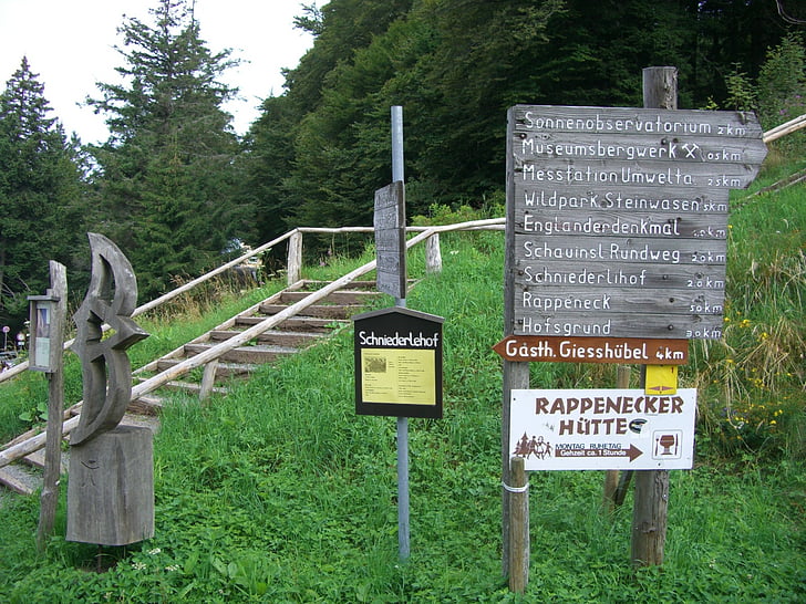 Directory, Schauinsland, trapper, stige, toppmøtet, hinweisschilder, Schwarzwald