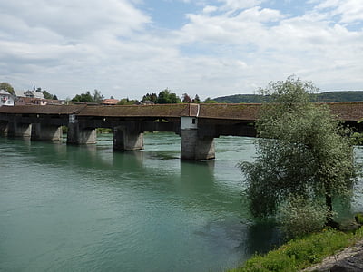 Rhinen, Bridge, overdækket træbro, Bad säckingen
