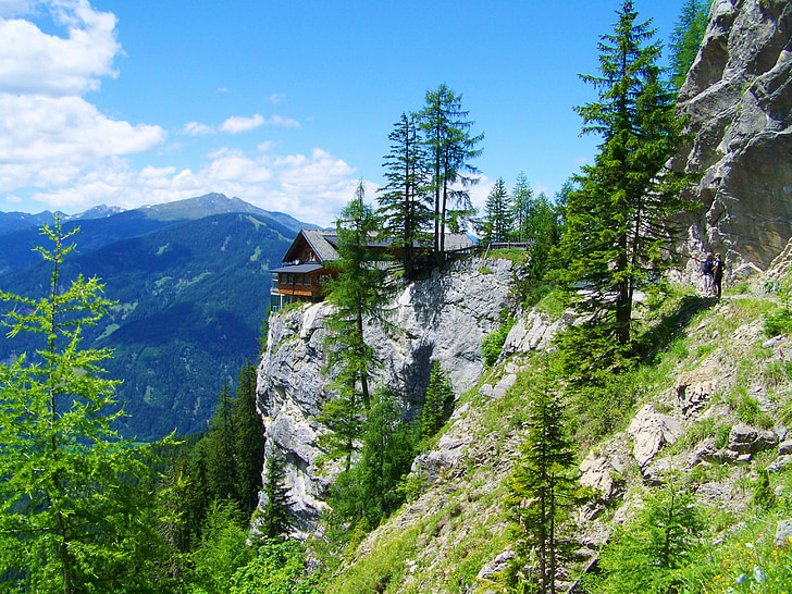 alpin, refuge de montagne, idylle