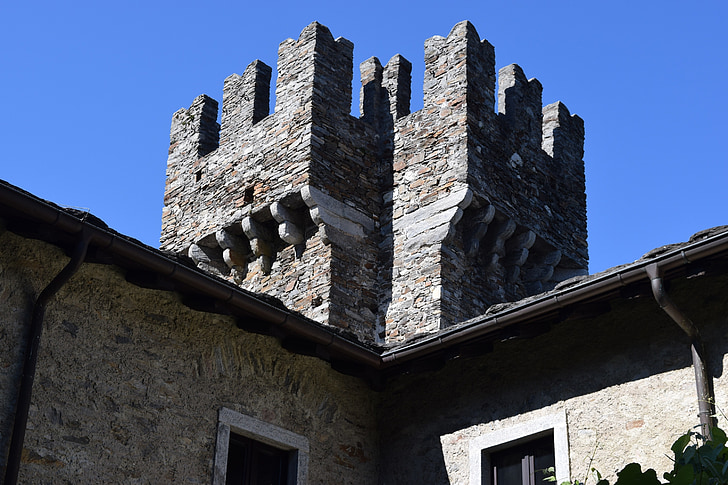 Torre, Rocca, Casa de Caldelas, Švýcarsko, Bellinzona, obloha, hrad