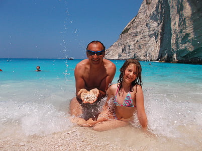 Yaz, tatil, Deniz, plaj, Zakynthos, çakıl taşları, navaghio beach