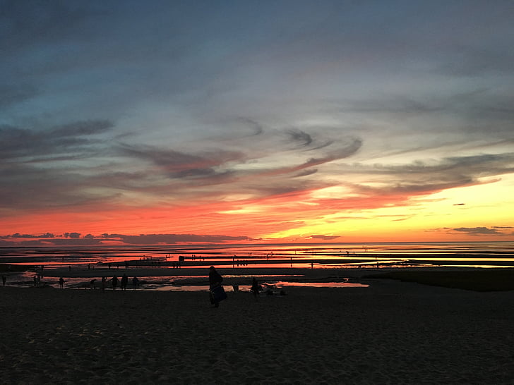 sunset at bay, water, nature, bay, sea, summer, clouds