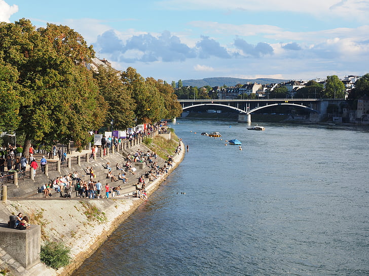 Basel, thành phố, quang cảnh thành phố, ngôi nhà, đi dạo, sông Rhine, sông