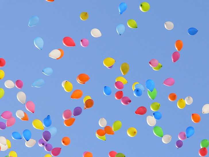 μπαλόνια, χρώμα, ουρανός