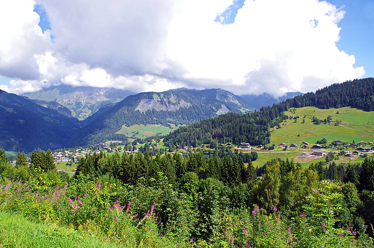 alps, savoie, hiking, meadow, mountain, landscape, panorama