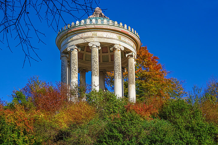 Мюнхен, Английский сад, Monopteros, Бавария, Парк, естественный зеленый landeshaupstadt, Осень