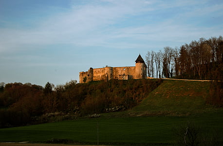 성, 파 멸, 중세, 역사적인, 요새, 오래 된, 랜드마크