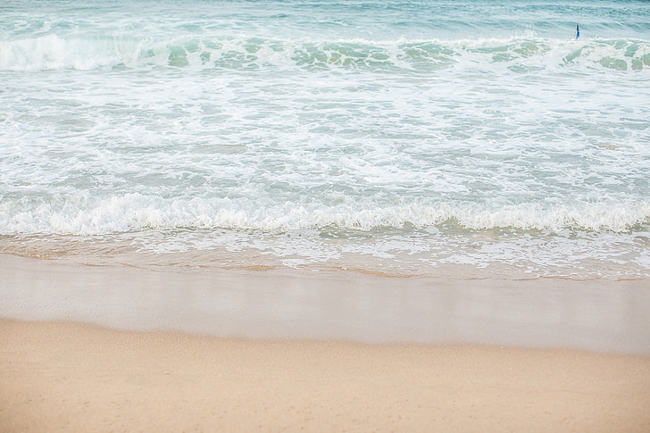 Джеджу остров море снимка, лято, Белият пясъчен плаж, плаж, море, пясък, вълна