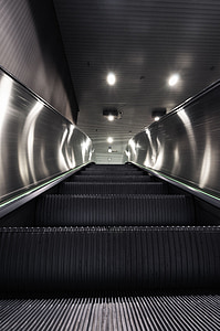 escalator, metro, helsinki, finland, metal, city, urban
