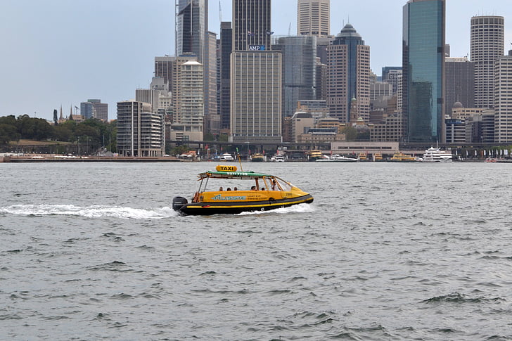 nước taxi, Cảng Sydney, NSW, Úc, Sydney, đường chân trời, tòa nhà chọc trời